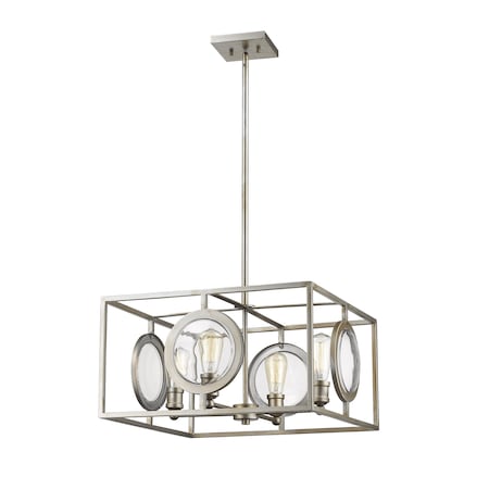 Z-Lite Port 4 Light Pendant, Antique Silver & Antique Silver 448-20AS